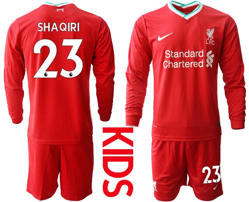2021 Liverpool home long sleeves Youth #23 soccer jerseys